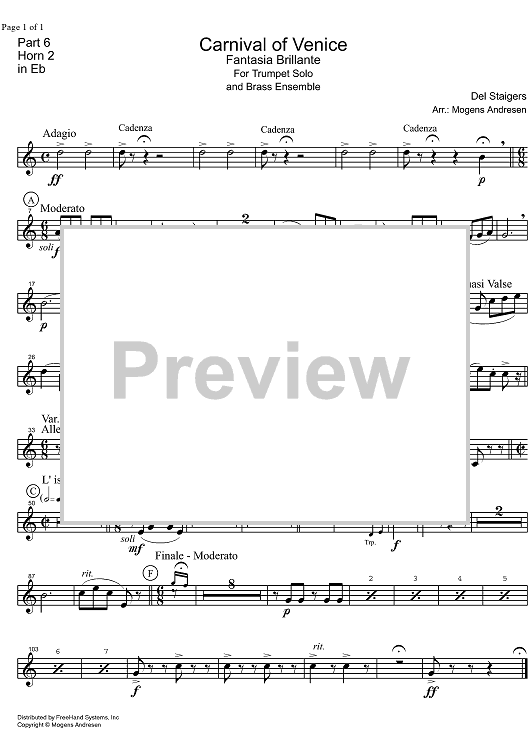 Carnival of Venice - Fantasia Brillante - Horn in E-flat 2