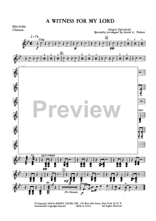 A Witness For My Lord - Marimba