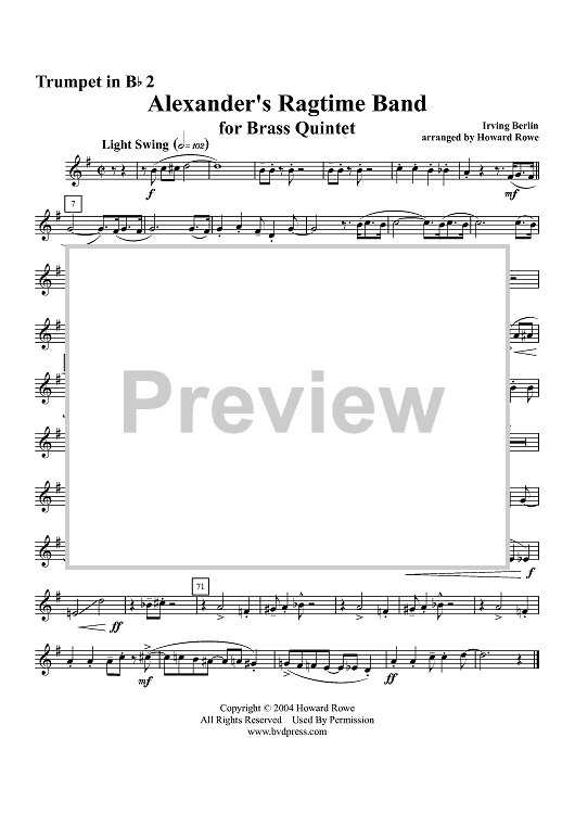 Alexander's Ragtime Band - Trumpet 2 in Bb