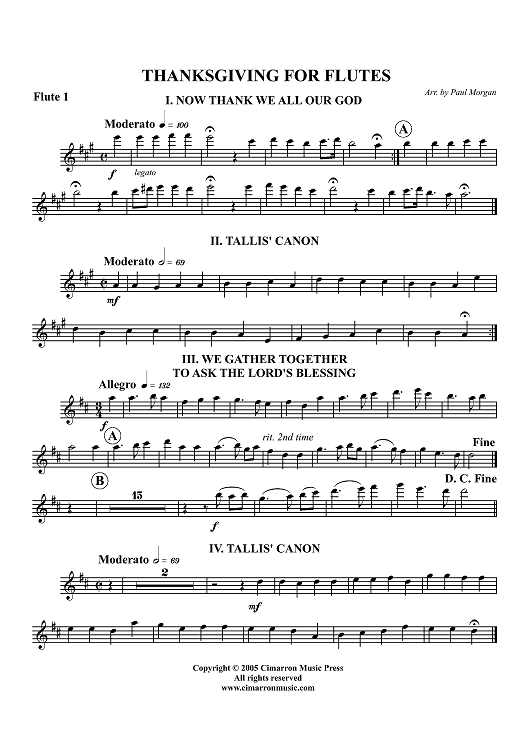 Thanksgiving for Flutes - Flute 1