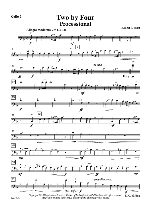 Two By Four for Cello Quartet - Cello 2