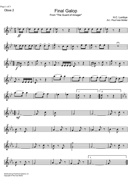 Final Galop from the Guard of Amager - Oboe 2