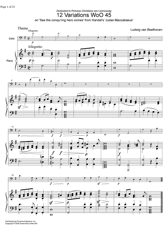 12 Variations WoO 45 - Score