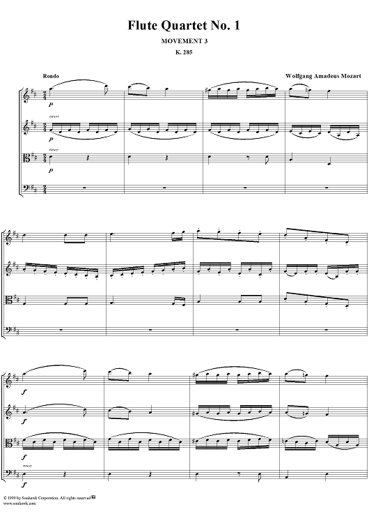Flute Quartet No. 1, Movement 3 - Score