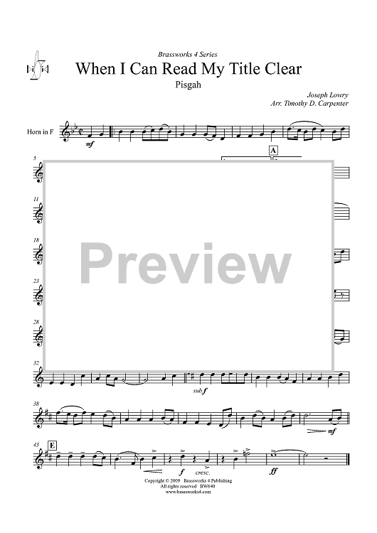 When I Can Read My Title Clear - Horn in F