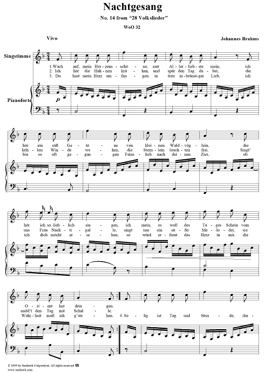 Nachtgesang - No. 14 from "28 Volkslieder"  WoO 32