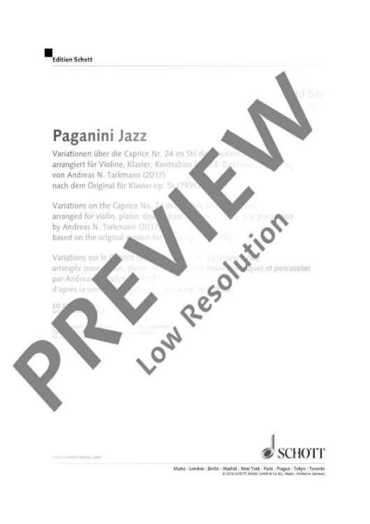 Paganini Jazz in A minor - Score and Parts