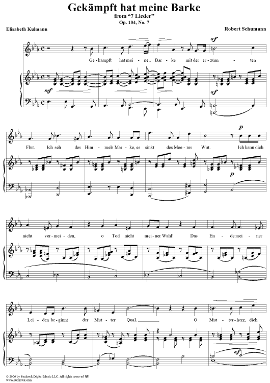 7 Lieder, Op. 104, No. 7: Gekämpft hat meine Barke