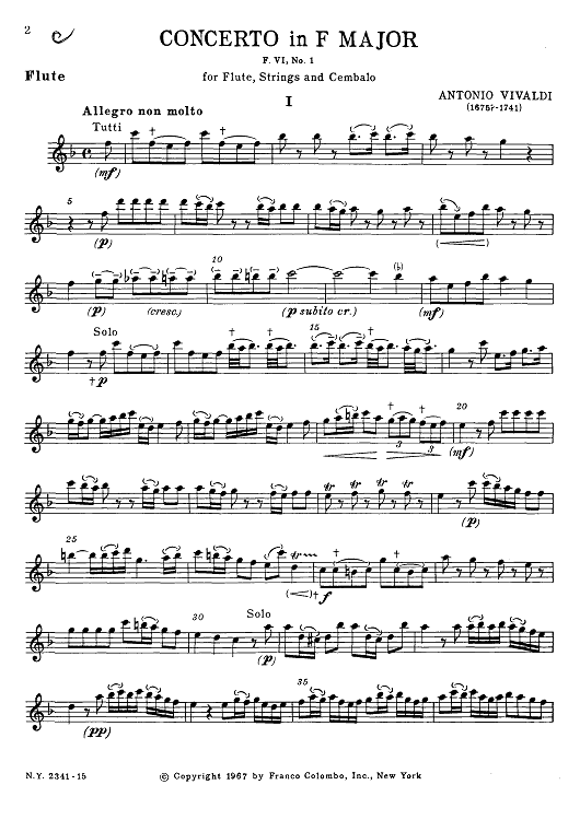 Concerto in F Major for Flute, Strings and Cembalo - Flute