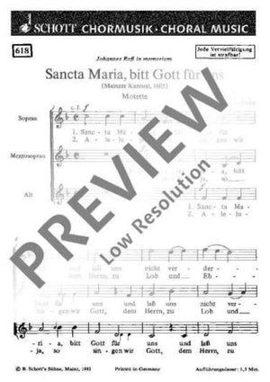 Sancta Maria, bitt Gott für uns - Choral Score