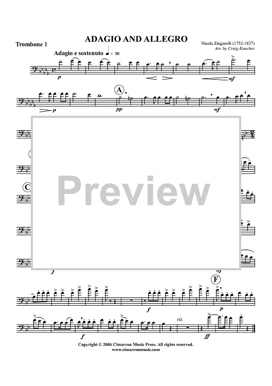 Adagio and Allegro - Trombone 1