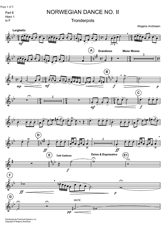 Norwegian Dance No. 2 - Horn in F