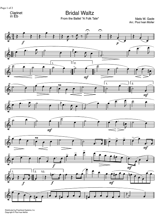 Bridal Waltz from A Folk Tale - E-flat Clarinet