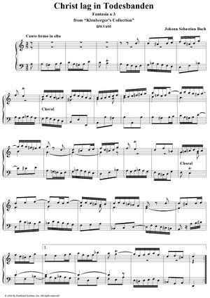 Christ lag in Todesbanden, fantasia, from "Kirnberger's Collection", BWV695