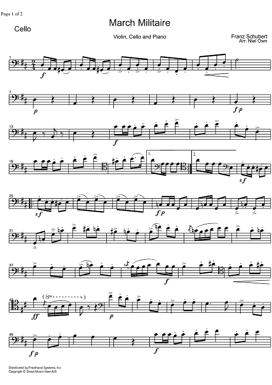 March Militaire Op.51 No. 1D773 - Cello