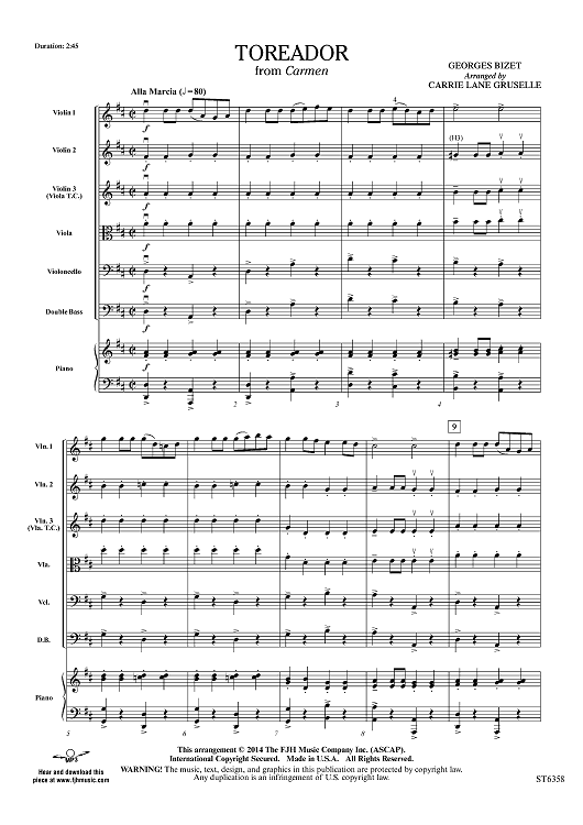 Toreador (from Carmen) - Score