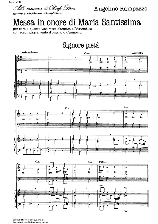 Messa in onore di Maria Santissima