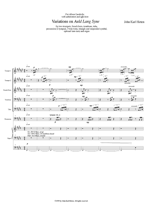 Variations on Auld Lang Syne - Score