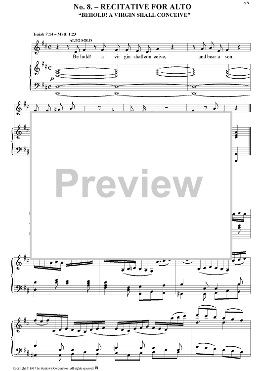 Messiah, no. 8: Behold, a virgin shall conceive - Piano Score