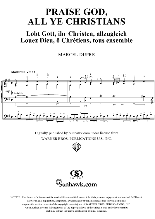 Praise God, All Ye Christians, from "Seventy-Nine Chorales", Op. 28, No. 54