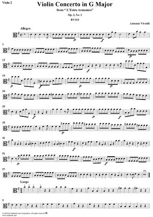 Violin Concerto in G Major    - from "L'Estro Armonico" - Op. 3/3  (RV310) - Viola 2