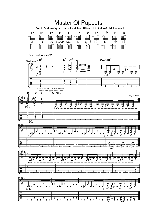 LLICA MASTER OF PUPPETS 楽譜集 バンドスコア Master Of Puppets