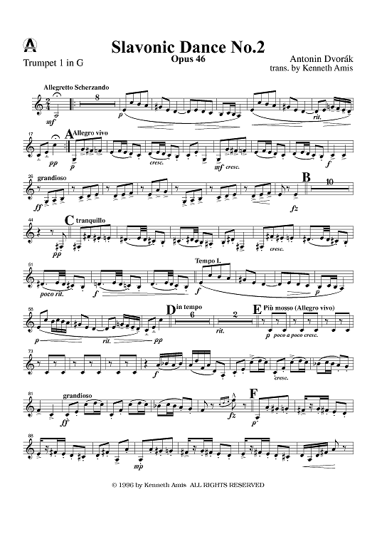 Slavonic Dance No. 2, Op. 46 - Trumpet 1 in G