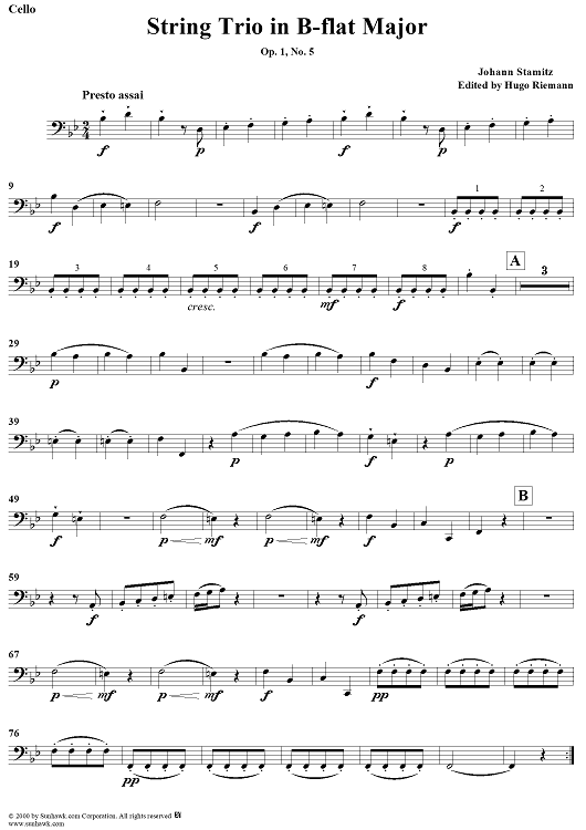 String Trio in B-Flat Major, Op. 1, No. 5 - Cello