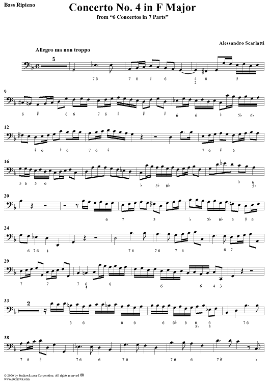 Concerto No. 4 in G Major from "6 Concerti Grossi" - From "6 Concertos in 7 Parts" - Bass