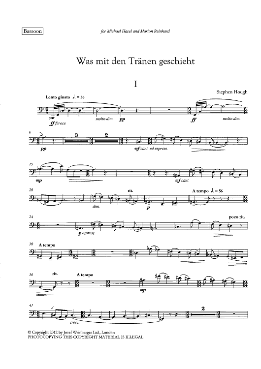 Was mit den Tränen geschieht - Bassoon (or Contrabassoon