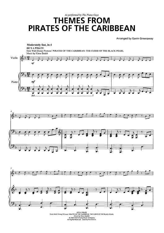 Themes from Pirates Of The Caribbean