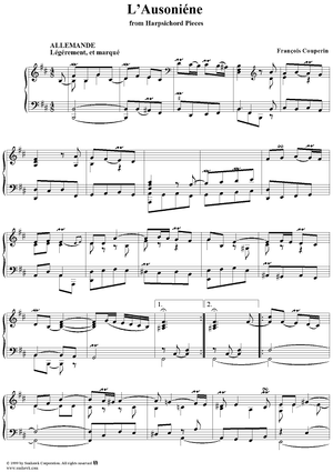 Harpsichord Pieces, Book 2, Suite 8, No.2:  L'Ausoniéne allemande