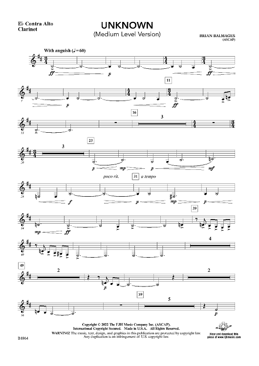 Unknown (Medium Level Version) - Eb Contra Alto Clarinet