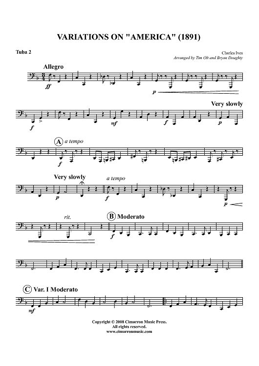 Variations on "America" (1891) - Tuba 2