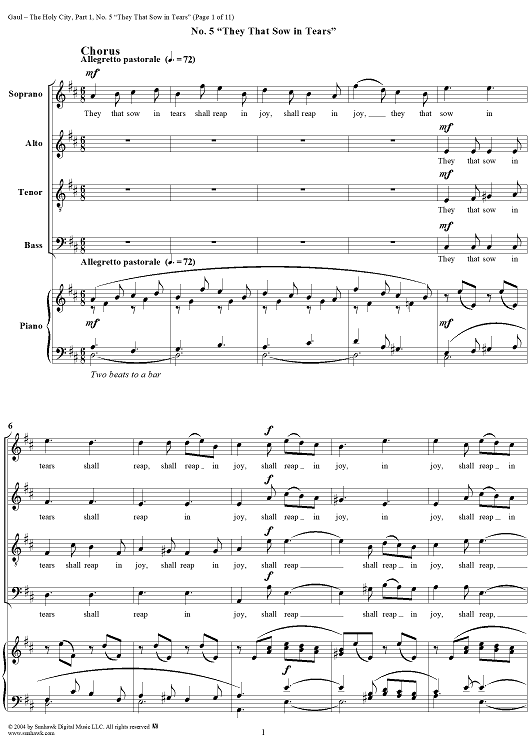 The Holy City: Part I. "Contemplation", No. 5, "They That Sow in Tears"