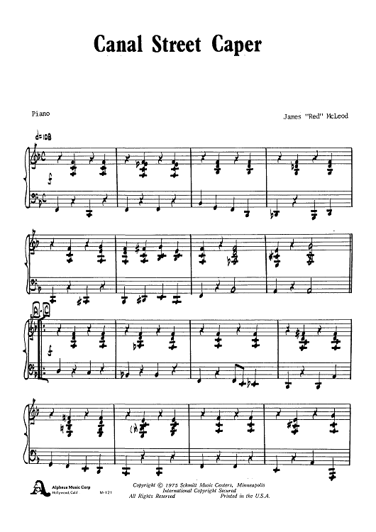 Canal Street Caper - Piano