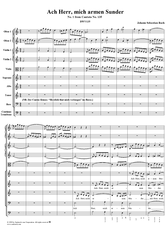 Ach Herr, mich armen Sünder - No. 1 from Cantata No. 135 - BWV135