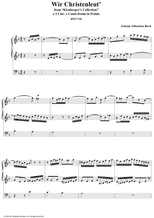 Wir Christenleut', from "Kirnberger's Collection", BWV710