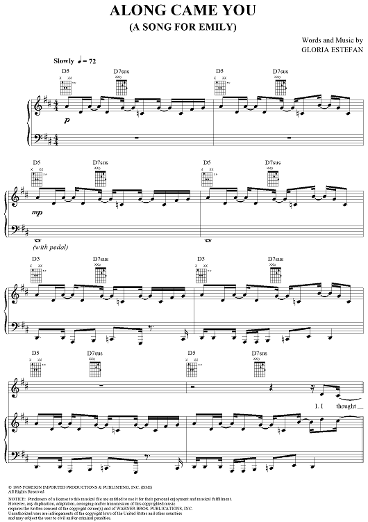 Along Came You  (A Song for Emily)