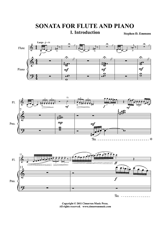 Sonata for Flute and Piano - Piano Score