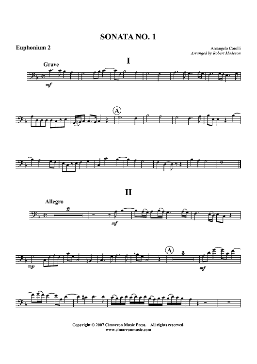 Sonata No. 1, Op. 3 - Euphonium 2 BC/TC