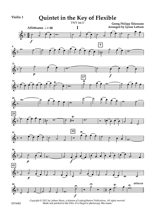 Quintet in the Key of Flexible (TWV 44:11) - Violin 1