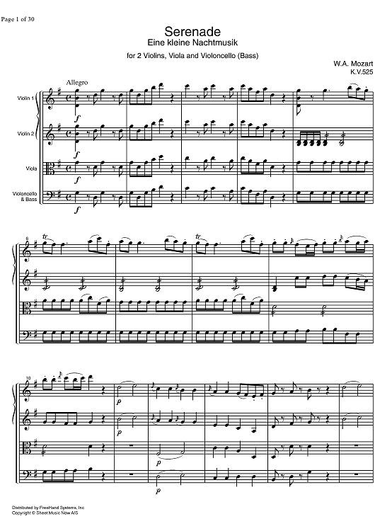 Eine Kleine Nachtmusik KV525 - Score