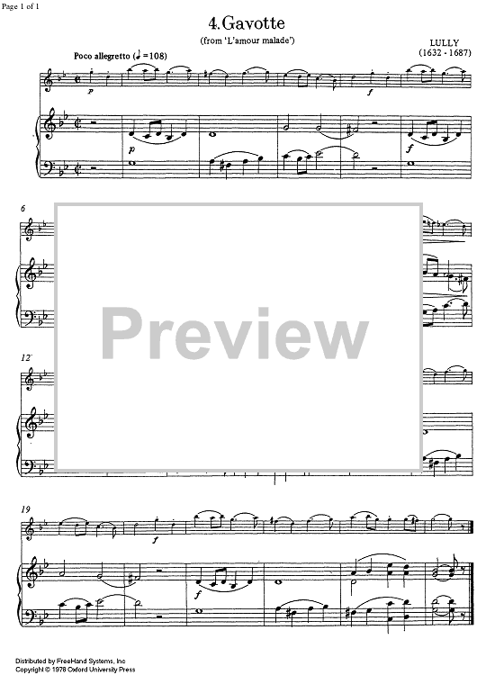 Gavotte (from L'amour malade) - Score