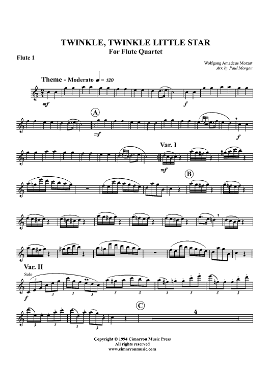 Twinkle, Twinkle Little Star - Flute 1