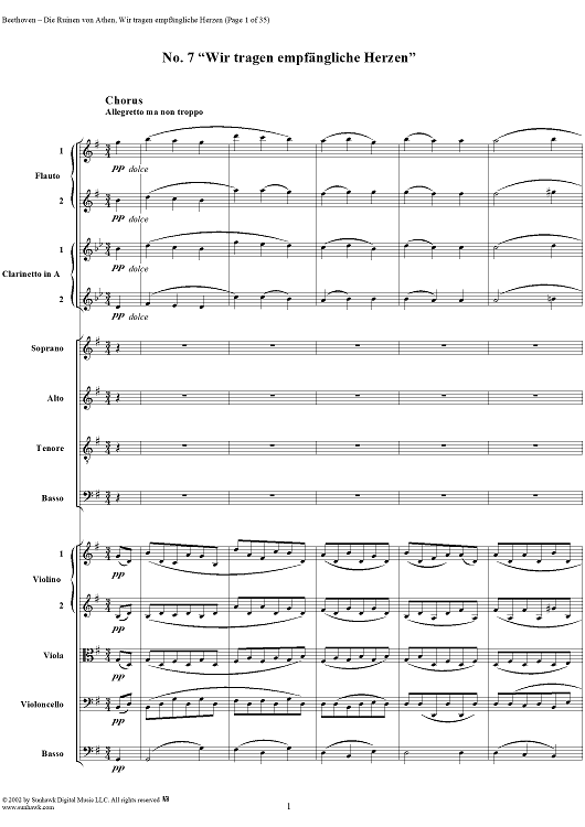 Wir tragen empfängliche Herzen, No. 7 from "Die Ruinen von Athen", Op. 113 - Full Score