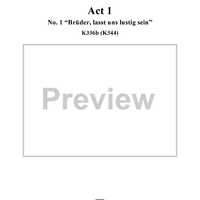 "Brüder, lasst uns lustig sein", No. 1 from "Zaide", Act 1, K336b (K344) - Full Score