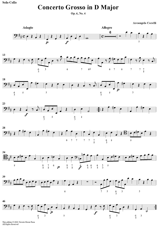 Concerto Grosso No. 4 in D Major, Op. 6, No. 4 - Solo Cello