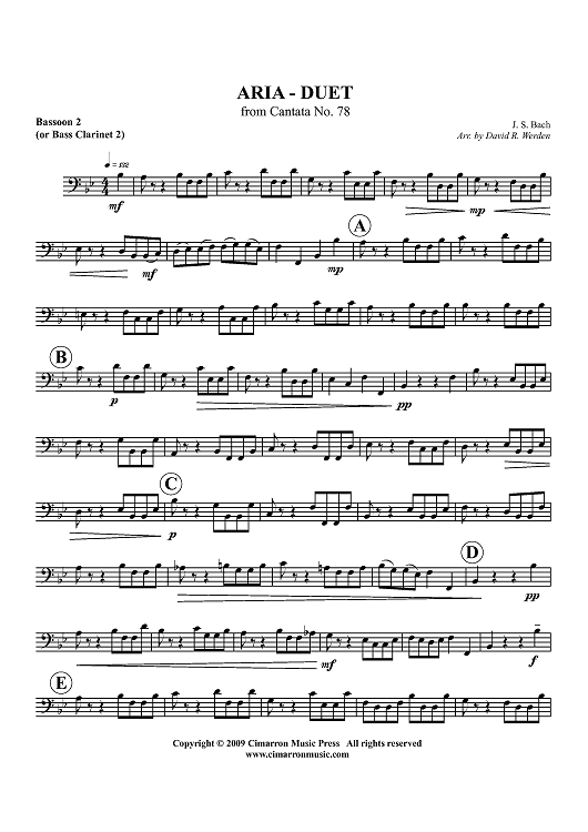 Aria - Duet from Cantata No. 78 - Bassoon 2 or Bass Clarinet 2