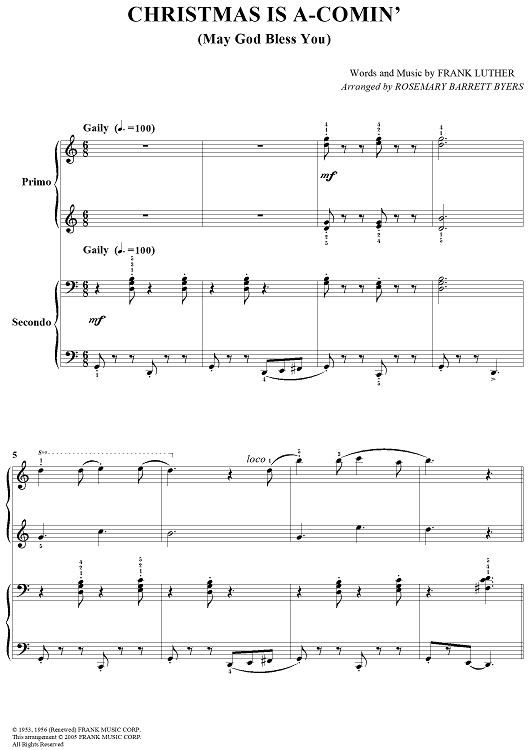 Christmas Is A-Comin' (May God Bless You)